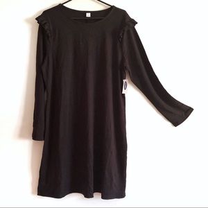 NWT! Old Navy Black Ruffle Shoulder Dress
